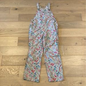 Duluth Trading Women's Heirloom Gardening Bib Overalls Sz L Gray Floral pink